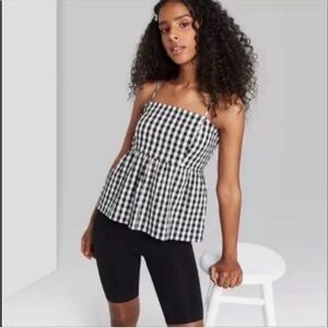 Wild Fable Women’s Black & White Gingham Peplum Top